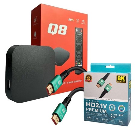 Pack Câble HDMI Ultra Haute Vitesse + Box Q8 Android