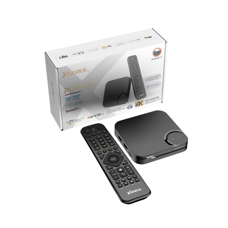 Xsarius Pure 4+ Plus 4K Android 14 — Boîtier IPTV | Geekslandia