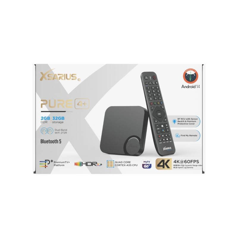 Xsarius Pure 4+ Plus 4K Android 14 — Boîtier IPTV | Geekslandia