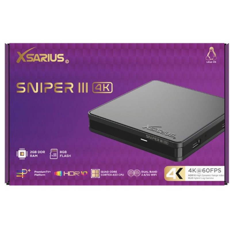 Xsarius Sniper 3 4K UHD Linux — Récepteur IPTV | Geekslandia
